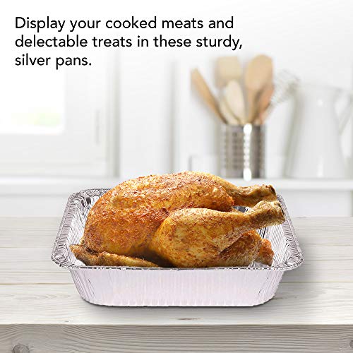 100 Pack Aluminum Foil Baking Pans 9x13 Half Size Deep Steam Table Pans