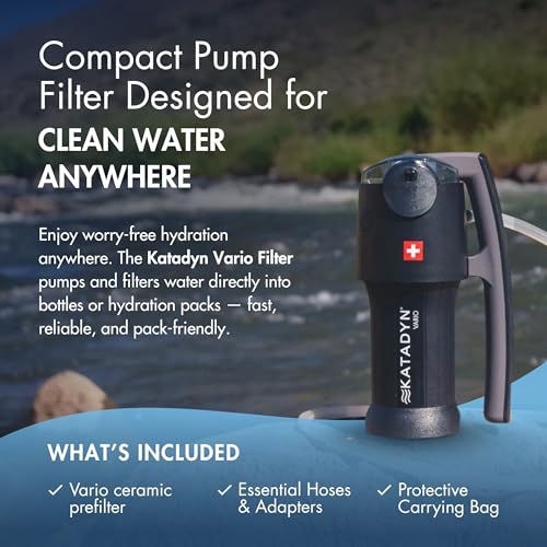 Katadyn Vario Dual Mode Hand Pump Water Filter for Camping & Backpacking - Portable Water Filter