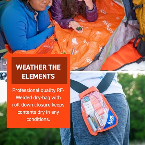 SOL Waterproof Emergency Survival Kit with Fire Starter, Blanket & Tools