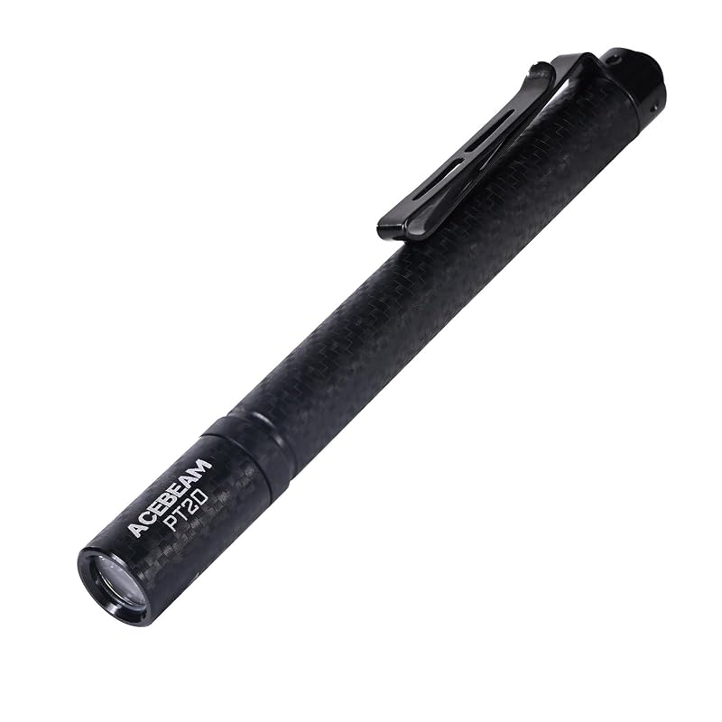 Acebeam PT20 500 Lumen AAA EDC Pen Flashlight with Clip - Carbon Fiber Black 6500K