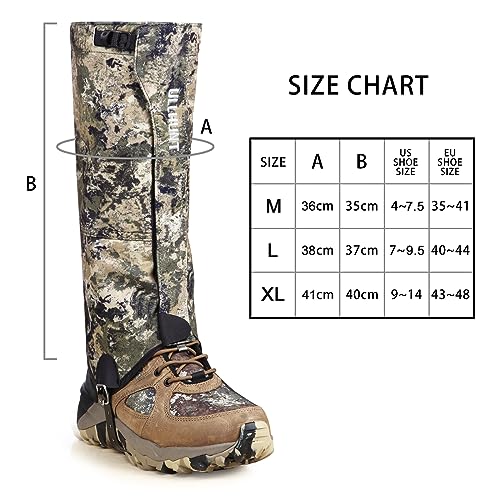 QOGIR Large Hunting Gaiters - Waterproof, Durable Snow Boot Gaiters for Hiking