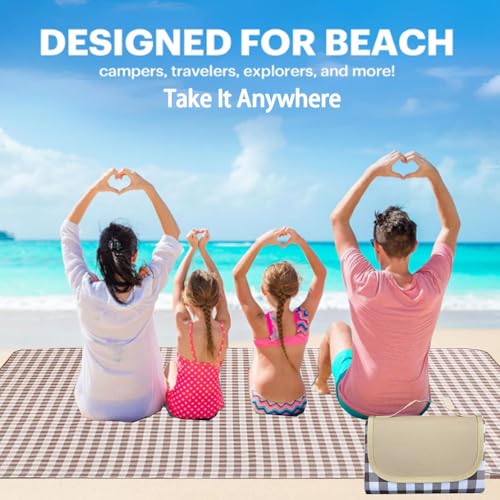 Brown 5' x 6'8" Extra Large Waterproof Picnic Blanket for Outdoor & Beach