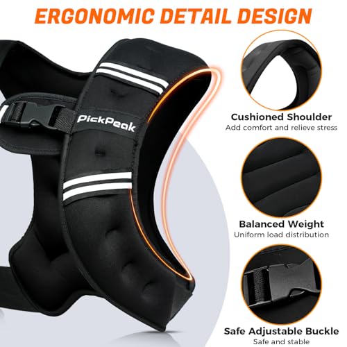 Weighted Vest for Men Women 10 lb Adjustable Fitness Training Vest with Phone Pouch - Black