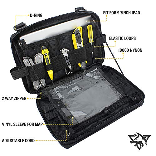 WYNEX Tactical Molle Pouch with Transparent Map Sleeve - Black Upgraded