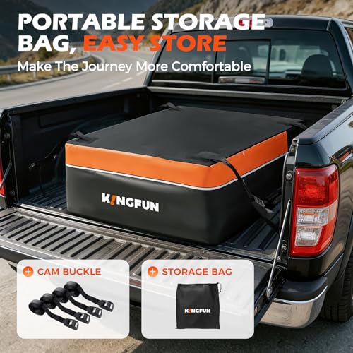 Kingfun Truck Bed Cargo Bag - Waterproof 26 Cu Ft Cargo Carrier for Pickup Truck