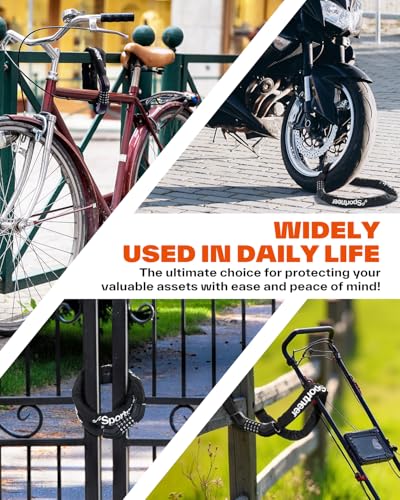 Heavy Duty Bicycle Chain Lock, 5-Digit Resettable Combination, 3.2ft, Anti-Theft Security