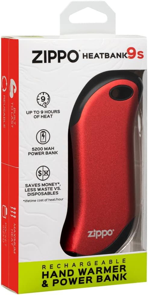Zippo Heatbank 9s Rechargeable Hand Warmer - Portable, Long-Lasting Heat | Ideal for Outdoor Use