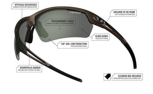 Tifosi Optics Navar FC Sunglasses (Satin Vapor, Smoke Red Mirror)