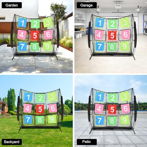 Portable Disc Golf Practice Net with 9 Target Grids for Indoor Outdoor Training