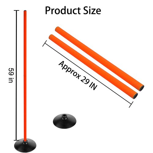 ASENVER Soccer Basketball Training Poles Detachable Agility Poles Training Equipment, Slalom Drill Speed Training Pole (6 FT Pack of 6, Orange)