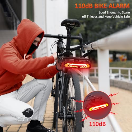Onvian Smart Bike Tail Light with Turn Signals - Cargo Rack Mount, Rechargeable Bicycle Horn & Alarm
