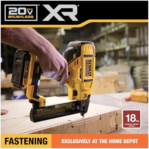 DeWalt 20V MAX Cordless Narrow Crown Stapler Kit 18GA for Woodworking