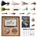 Fly Fishing Flies Assortment Kit with Fly Box - 15 Patterns for Trout & Bass