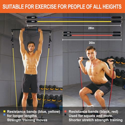 HOTWAVE 20-in-1 Portable Foldable Push Up Board Kit with 8 Resistance Bands, Black