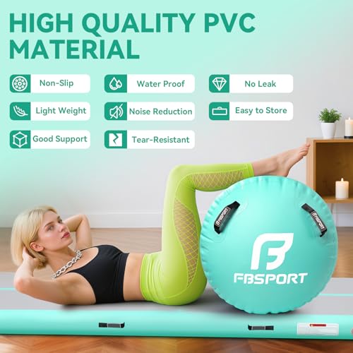 No Pump Inflatable Gymnastics Air Roller - Green, 39.37×31.5 Inch for Yoga Cheerleading Training