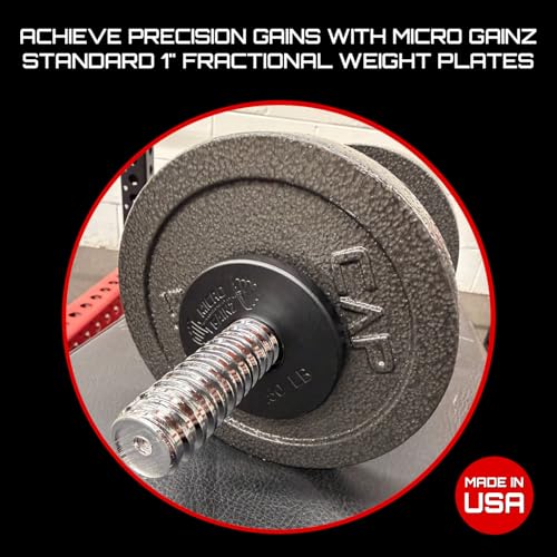 Micro Gainz 1-Inch Center Hole Fractional Weight Plate Set - Black, 8 Pieces