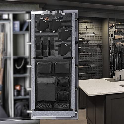 NEXT STATION Molle Gun Safe Door Organizer with Pistol & Mag Pouch - Adjustable, 18-25in Wide, Durable 1680D Fabric
