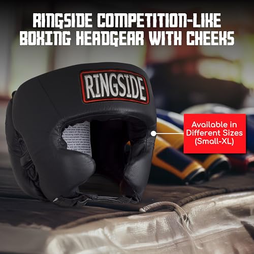 Black Medium Ringside Competition-Like Boxing Headgear with Cheeks