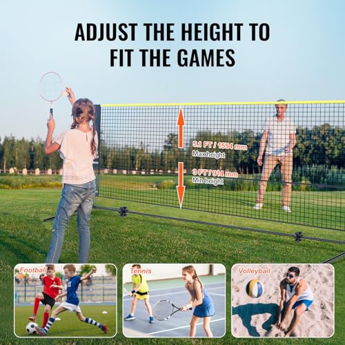 VEVOR 20 ft Adjustable Badminton & Volleyball Net Set with Poles Carry Bag
