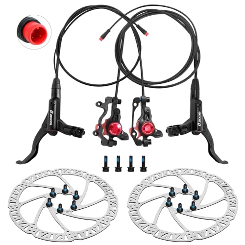 Exceedhub Z00M HB875E Hydraulic Disc Brake Set for eBike with 2x160mm Rotors, Pre-Bled, Power-Off System