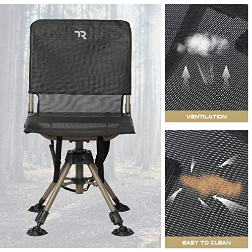 Black 360° Silent Swivel Hunting Chair - Armless Folding Adjustable Height