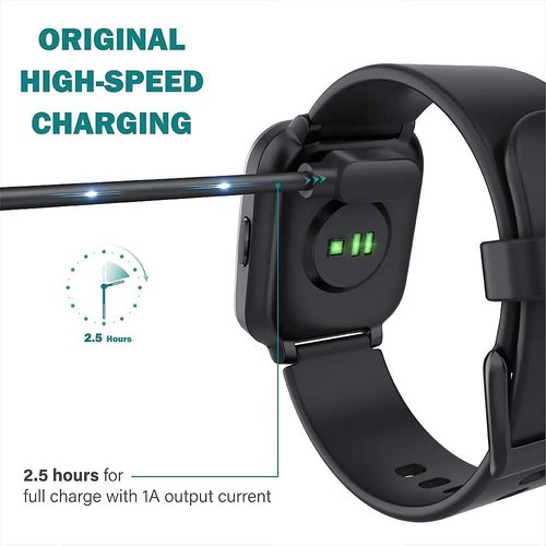 Compatible with AMAZTIM M3E Smart Watch Charger, Magnetic Replacement Charging Cable Compatible for AMAZTIM M3E Smart Watch (Black+Black)