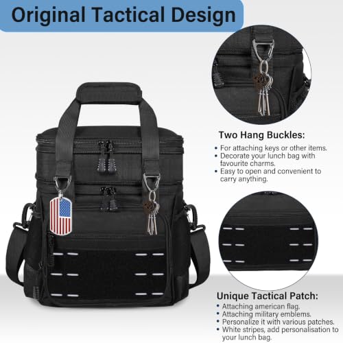 TENKIST 16L Expandable Tactical Lunch Box Men 2 Layer Cooler Bag Black A1