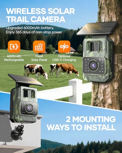 Assark Solar Trail Camera 48MP 30FPS with Night Vision Waterproof Camouflage