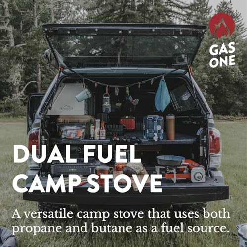 Portable Camping Stove - GasOne 15,000 BTU Dual Fuel Gas Stove with Carrying Case - Perfect for Emergency & Outdoor Cooking - Stove