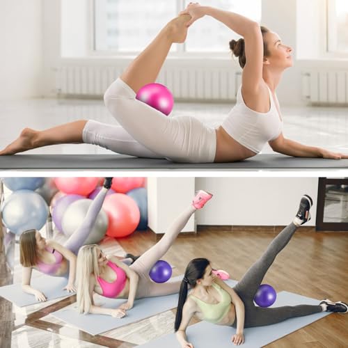 Mini Pilates Balls Set - Pink & Purple 9 Inch Exercise Stability Balls for Yoga, Fitness, Therapy
