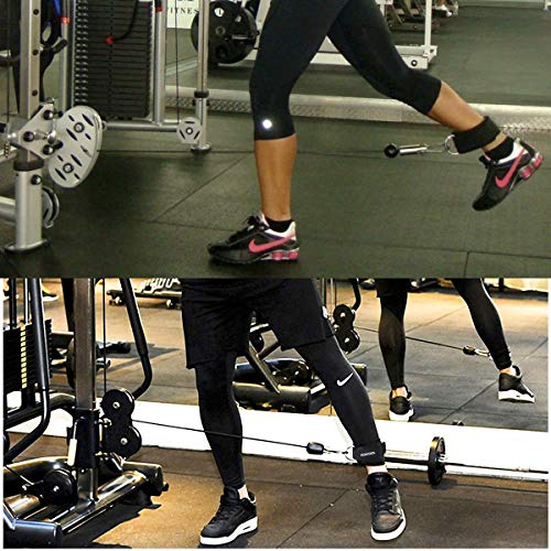 Black D-Ring Ankle Straps for Cable Machine & Glute Work - Padded Foot Cuffs
