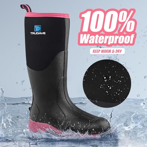 Women’s Waterproof Rubber Work Boots with Steel Shank - Pink, Size 6-11 - Insulated & Anti-Slip