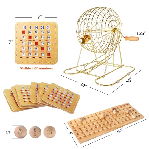 GSE Deluxe Bingo Game Set with 100 Cards and Brass Cage – Large Family & Party Bingo