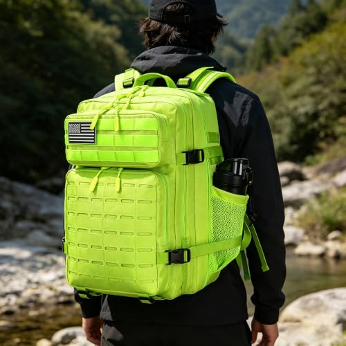 Neon Green Military Tactical Backpack 45L/25L 3-Day Assault Pack Molle Daypack