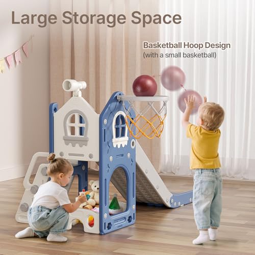 BIERUM 6-in-1 Toddler Indoor & Outdoor Playset Blue for 1-3 Year Olds