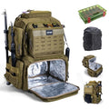 Fishing Backpack with Cooler and Tackle Boxes – 53L Rod Holder & Waterproof Storage