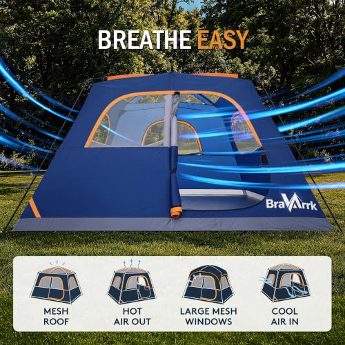6 Person Family Camping Tent with Rainfly, Quick Setup Waterproof Cabin Tent