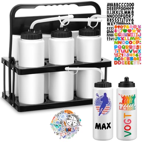 Suclain 7-Piece Hockey Water Bottle Set 33oz BPA-Free Sports Hydration