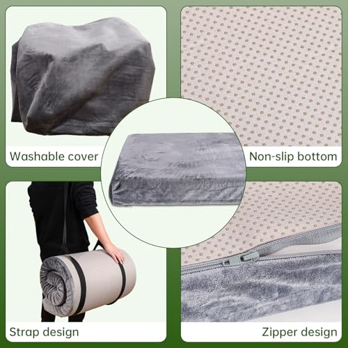75X30X3 Inch Memory Foam Camping Mattress Pad - Waterproof Non-Slip Bed for Adults