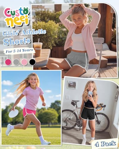 Girls' Athletic Shorts 4 Pack - School Uniform Performance Activewear