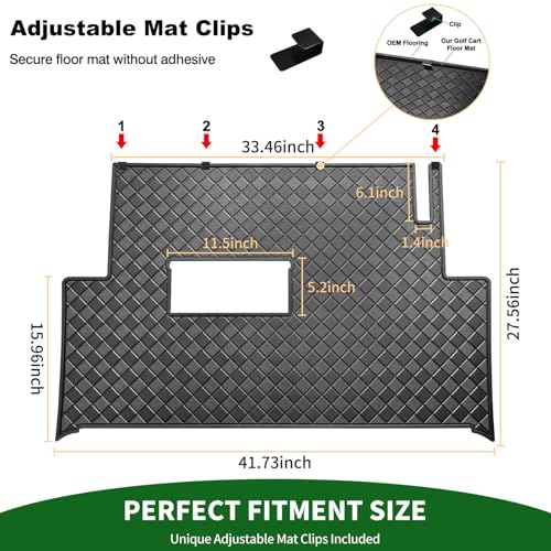 Golf Cart Floor Mat Rubber Full Coverage Black Trim for Club Car Precedent & Onward