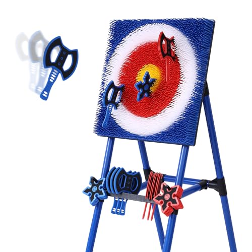 Stiatu Axe Throwing Game Set with 16 Axes & Stars for Backyard Outdoor Fun