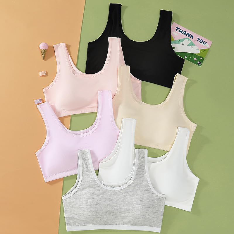 Kids Girls Adjustable Cotton Training Bra Light Padded 10-16 Years White Pink Grey Coral Nude