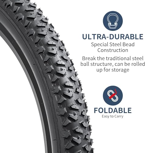 24 Inch Mountain Bike Tires 24x2.125 with Tubes & Levers - Fits 24x2.125 Bikes