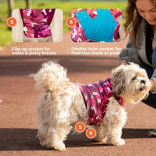 Dog Recovery Suit Pink Camouflage 2XL - Post-Surgery Protective Clothing for Dogs, Neck to Tail 31.5-36.2 Inches