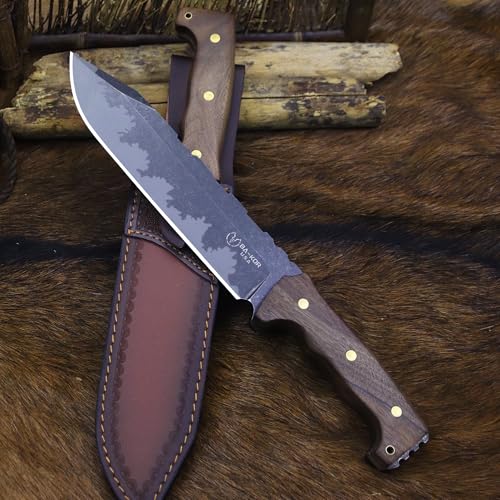 Fixed Blade Hunting Knife with Steel Sheath - 36cm Full Tang Outdoor Survival Knife