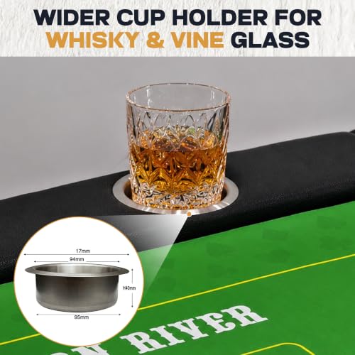 Foldable 8 Player Poker Table with Interchangeable Waterproof Game Mats - Burgundy
