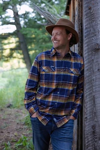 Men's Performance Stretch Flannel Shirt - Medium, Grinnell Plaid, Moisture Wicking & Quick Dry