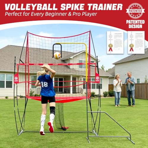 Yellow Volleyball Spike Trainer - Adjustable Height Solo Practice Equipment for Indoor & Outdoor Training
