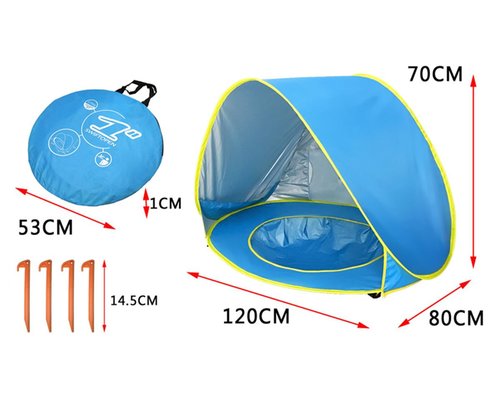Tonlevo Pop-Up Baby Beach Tent with Pool, UV Protection Sun Shelter, 3-in-1 Canopy Design, Portable with Carrying Bag